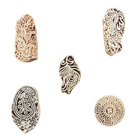 Set of 5 Piece New Mix Wooden Printing Blocks